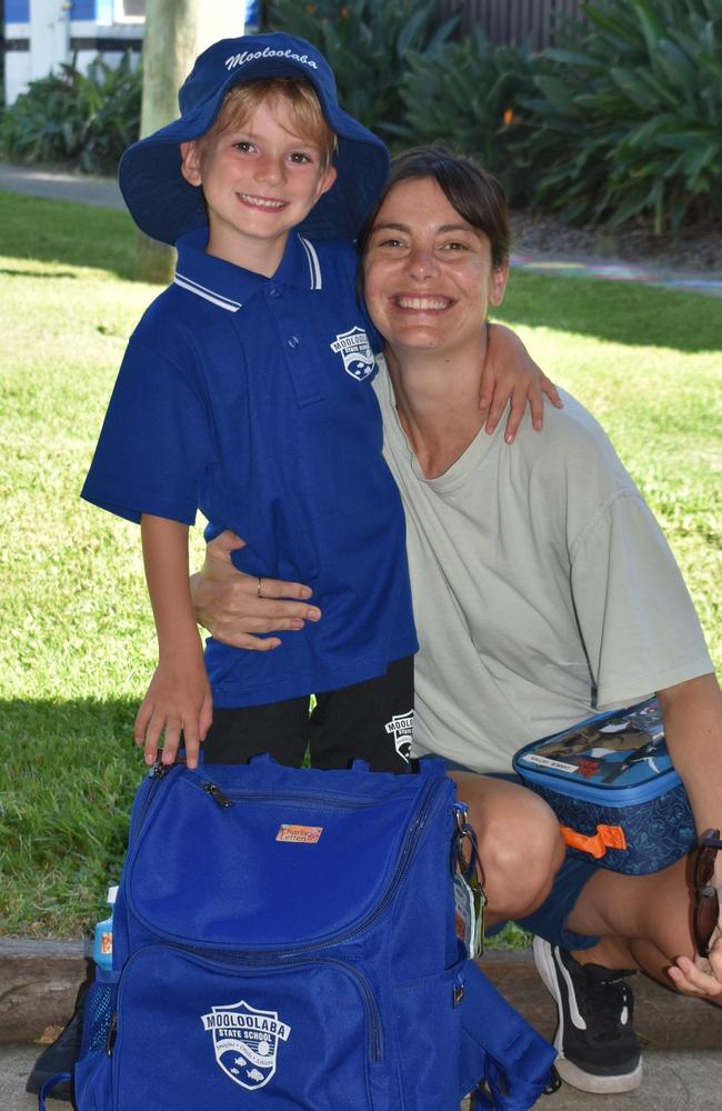 Charlie Letten prepares for her first day at Mooloolaba State School. Picture: Eddie Franklin