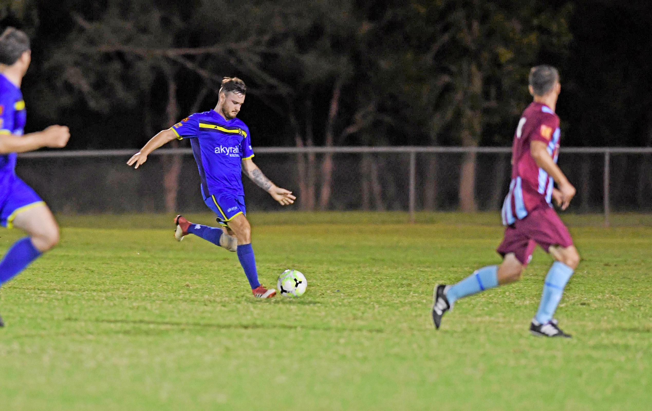 Gympie United Gladiators vs Coolum FC - #17 Kurt Rowlands. Picture: Troy Jegers