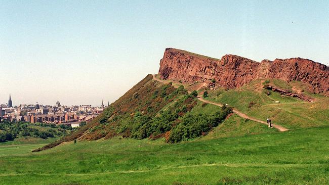 Arthurs Seat overlooks Edinburgh in Scotland.