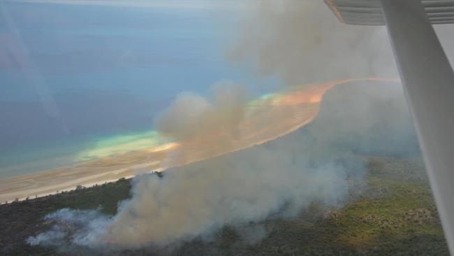 The fire burning on Fraser Island.