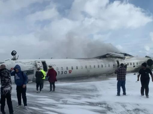 A Delta airlines flight has crashed at Toronto airport in Canada this morning. Supplied