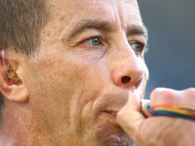 Referee Ben Cummins handed out 24 penalties in the Rabbitohs-Bulldogs clash. Picture: Cameron Spencer/Getty Images