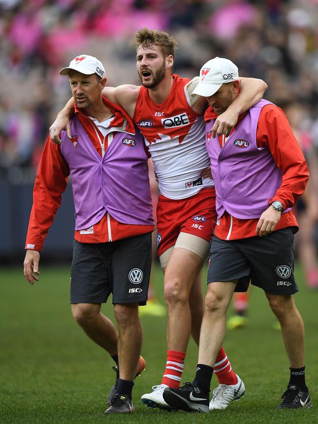 Cruelly, Johnson suffered another ACL injury the following week. Picture: AAP