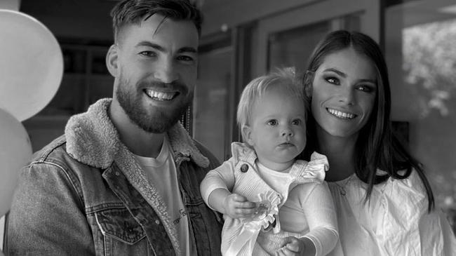 Jack and Charlotte Viney with daughter Mila, 1.