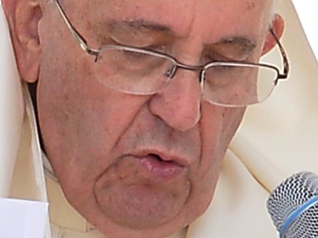 Pope Francis addresses the crowd during his weekly general audience at St Peter's square on June 17, 2015 at the Vatican. AFP PHOTO / ALBERTO PIZZOLI