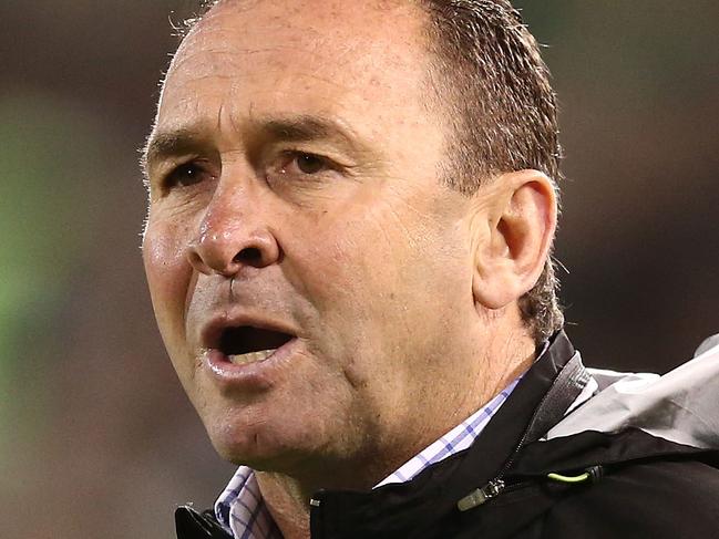 CANBERRA, AUSTRALIA - SEPTEMBER 17: Raiders head coach Ricky Stuart looks on during the second NRL Semi Final match between the Canberra Raiders and the Penrith Panthers at GIO Stadium on September 17, 2016 in Canberra, Australia. (Photo by Mark Metcalfe/Getty Images)