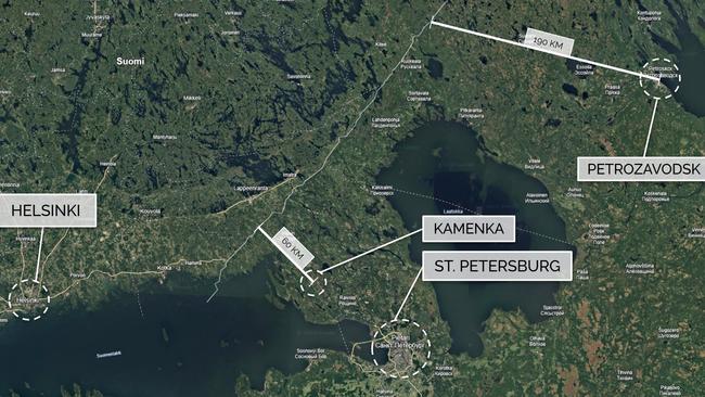 Russian military buildup centres and their proximity to Finland: Source: Emil Kastehelmi