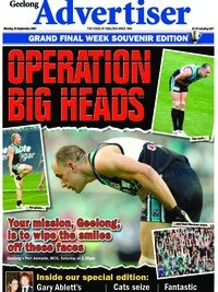 The front page of the Geelong Advertiser on September 24, 2007.