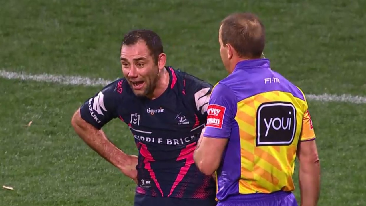 Cameron Smith was penalised for "rubbish on the face".