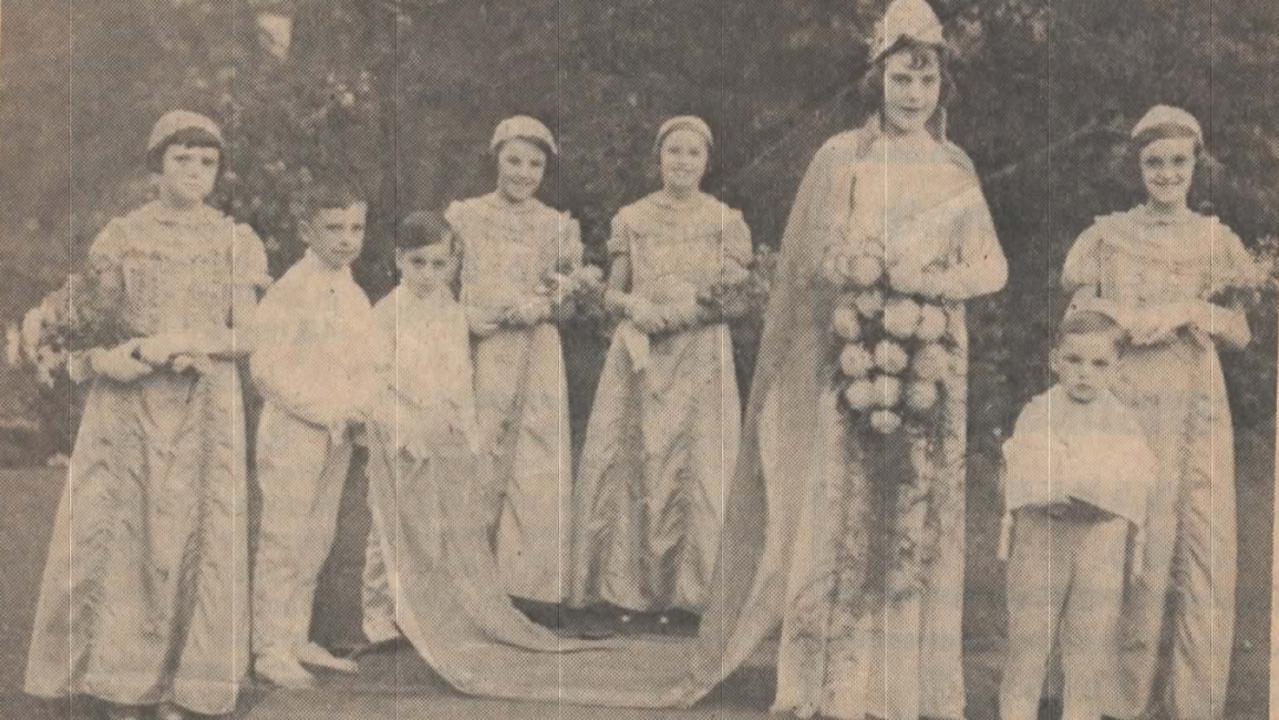 Sarah Patricia Blackburn (carrying a large flower bouquet) was the Ossett Common Carnival Queen in 1937. Picture: Supplied