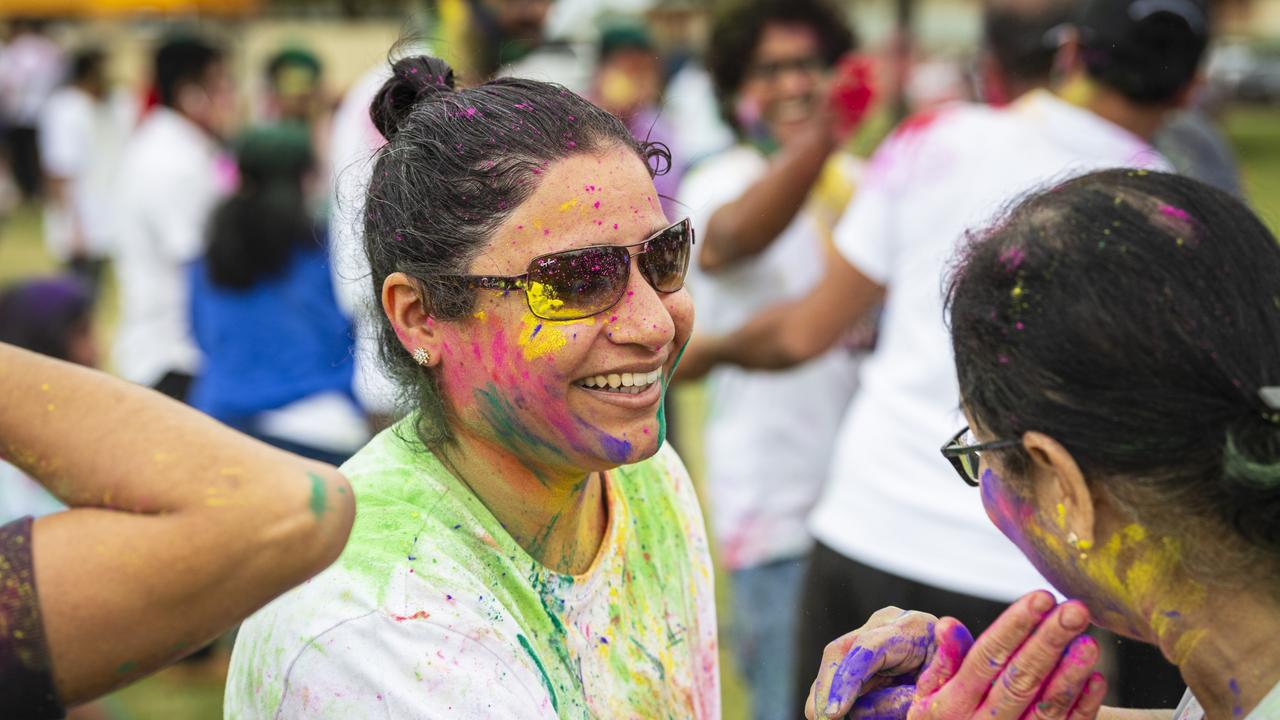 Neha Kansagara at the Toowoomba Indian and Nepalese communities celebrate Holi, the festival of colours, Saturday, March 23, 2024. Picture: Kevin Farmer