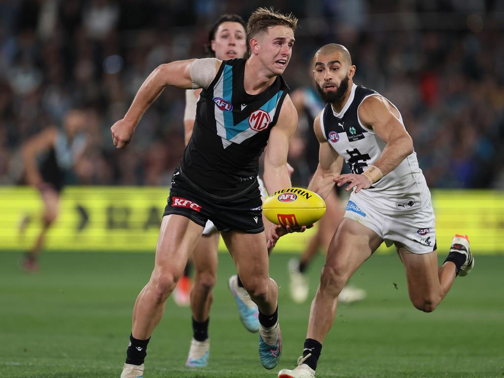 Jackson Mead showed plenty of promise against Carlton. Picture: Getty Images