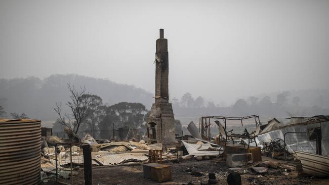 A home in Kiah NSW, that was destroyed in the Black Summer bushfires in the early hours of 4 January 2020. Picture by Sean Davey.