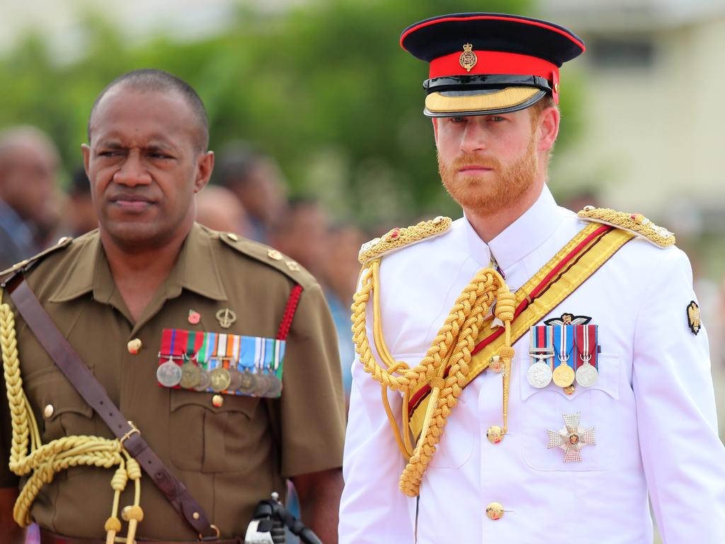 The Duke of Sussex Prince Harry visits the National War Memorial in Suva on day two of the tour of Fiji. Picture: Nathan Edwards.
