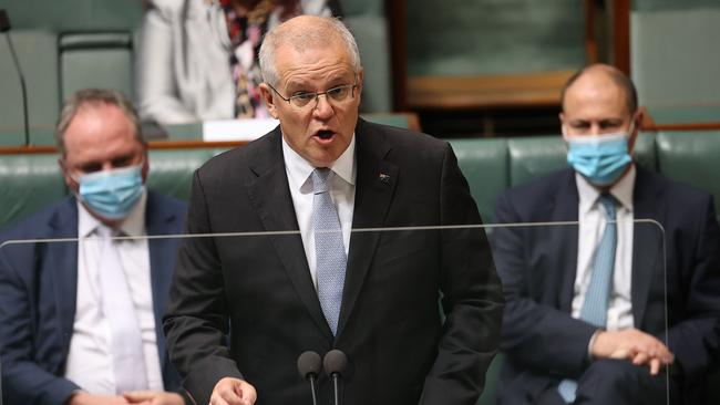 Scott Morrison in parliament on Thursday Picture: Gary Ramage