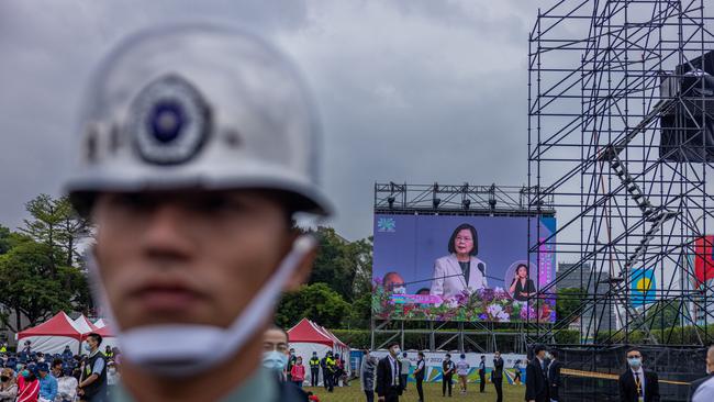 Taiwan's President Tsai Ing-wen gives a speech on Taiwan's National Day on October 10.