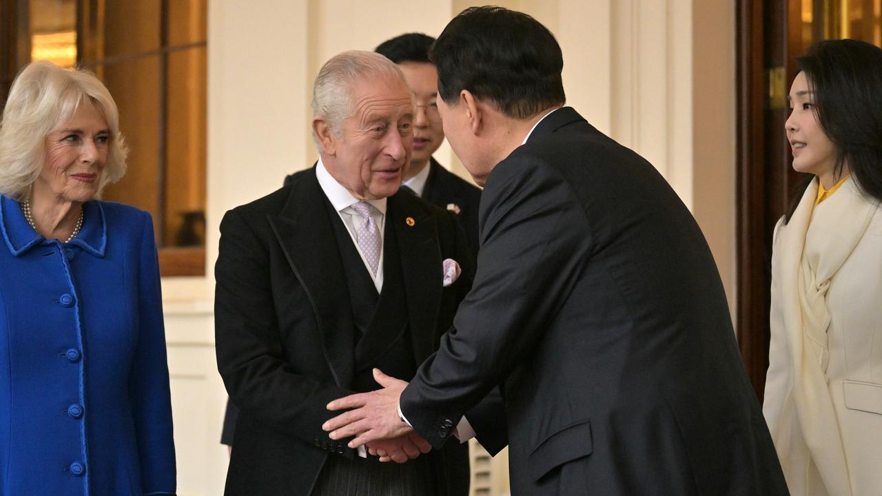 Meanwhile, King Charles welcomed South Korean President Yoon Suk Yeol to London. Picture: Getty Images