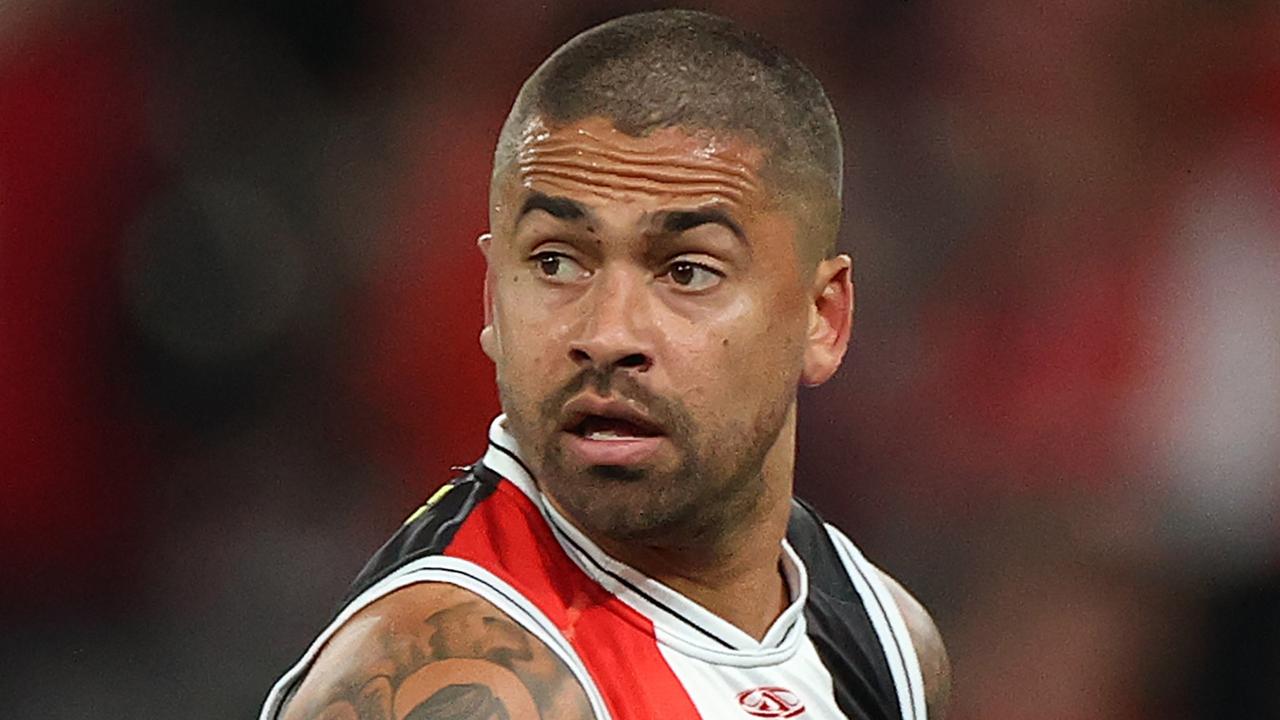 St Kilda wingman Bradley Hill is set to remain in red, white and black until at least the end of 2027 after signing a new three-year deal. Picture: Kelly Defina / Getty Images