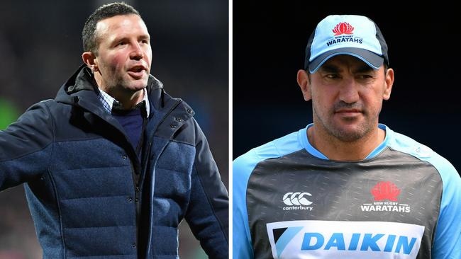 Waratahs coach Daryl Gibson and his good friend, Highlanders counterpart Aaron Mauger.