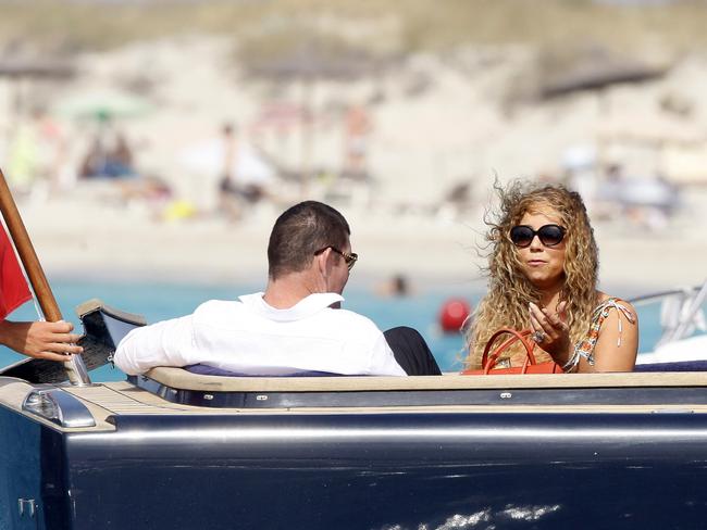 Mariah Carey and James Packer on his luxury yacht. Picture: Splash