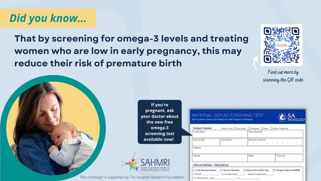 Posters for campaign for pregnant women to take omega-3 tests.