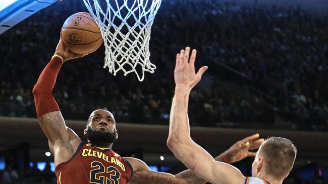 LeBron James and Kristaps Porzingis faced off in New York.