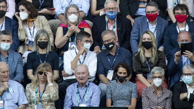 Anthony Albanese and his girlfriend Jodie Haydon at the Australian Open Mens’ Final. Picture: Arsineh Houspian