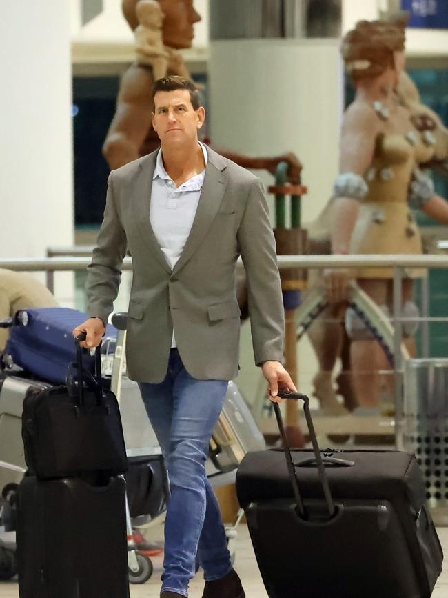 Australia’s most decorated soldier Ben Roberts-Smith arriving at Brisbane International Airport to fly to London for the Queen’s funeral. Picture: KHAP / BACKGRID