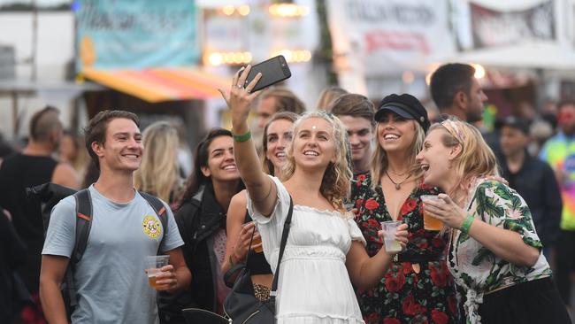 Crowds enjoying the atmosphere on the second day of the Byron Bay Bluesfest.