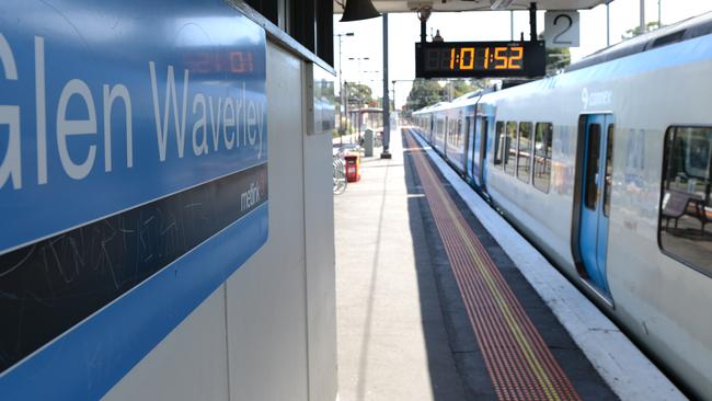 Services are suspended on the Glen Waverley line in the afternoon of March 28, 2022 due to a police incident near Holmesgrlen station. File picture.