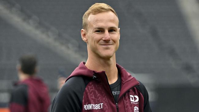 Manly Warringah Sea Eagles captain Daly Cherry-Evans looks on during the captainÃ¢â¬â¢s run at Allegiant Stadium on Friday, March 1, 2024, in Las Vegas. (Photo by David Becker)