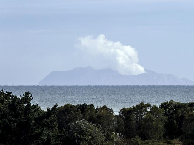 Plumes of steam rise above White Island off the coast of Whakatane, New Zealand today. Picture: AP