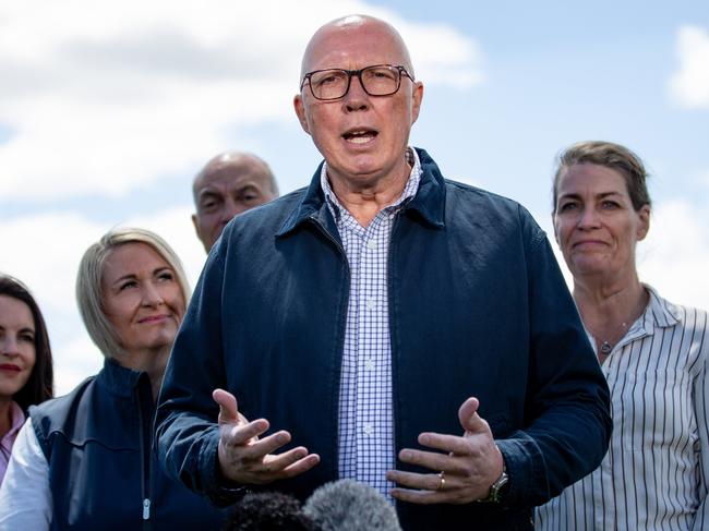 TASMANIA, AUSTRALIA - NewsWire Photos - Sunday, 10 November 2024:  Leader of the Opposition Peter Dutton at Littlewood Berry Farm in Richmond, Tasmania. Picture: NewsWire / Linda Higginson