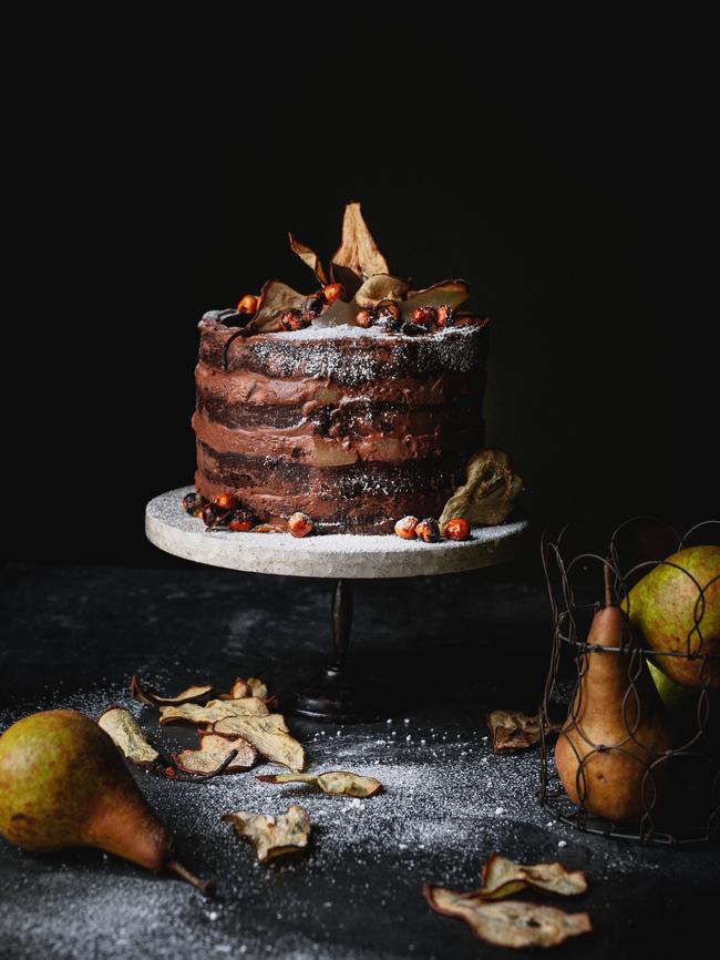 Hazelnut and Pear Layer Cake. A Daci &amp; Daci recipe. As featured in Winter Wild, a cookbook by self-published Tasmanian author Janice Sutton. Picture: Dearna Bond