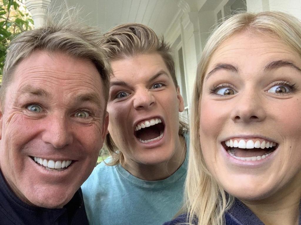 Warne, seen here with son Jackson and daughter Brooke, was known for his love of a good time before his sad passing. Picture: Instagram