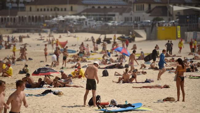 Crowds at Bondi Beach on Saturday, March 21. Picture: Peter Parks/AFP