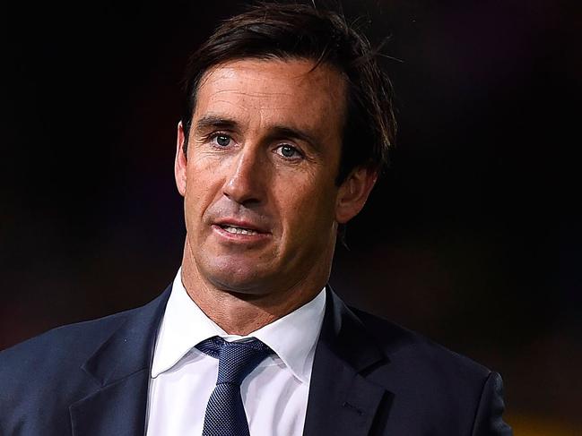 TOWNSVILLE, AUSTRALIA - AUGUST 13:  Television commentator Andrew Johns walks from the field before the start of the round 23 NRL match between the North Queensland Cowboys and the South Sydney Rabbitohs at 1300SMILES Stadium on August 13, 2015 in Townsville, Australia.  (Photo by Ian Hitchcock/Getty Images)