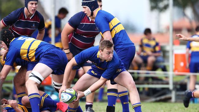 Action from the GPS Rugby Union match between TSS and Toowoomba Grammar during their clash at Southport on the Gold Coast. Photograph: Jason O'Brien