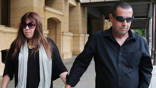 Amber and Korey’s paternal grandfather, Steve Egberts, right, and his partner Janet Wells, right, outside court. Picture: Dylan Coker