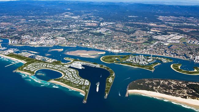 Gold Coast Cruise ship concept terminal plans for Wavebreak Island in the Broadwater.