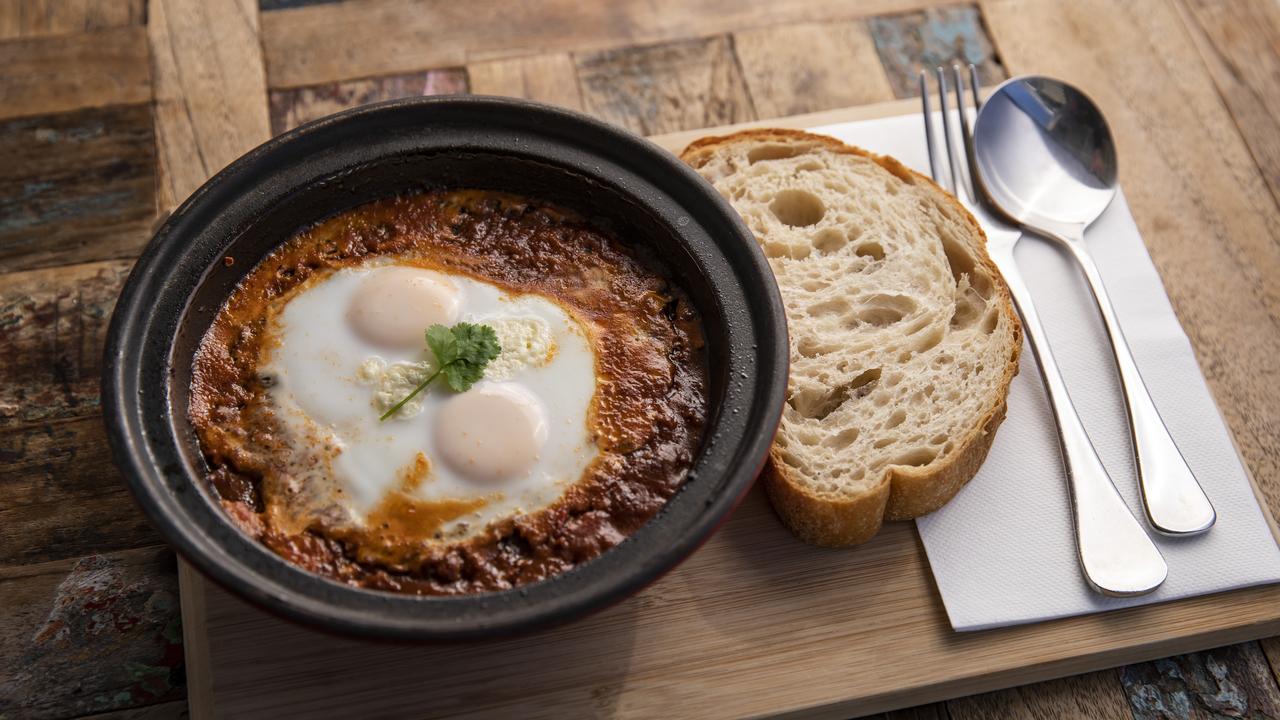 Baked Eggs at Dovetail on Overend, Norman Park. Picture: Mark Cranitch.