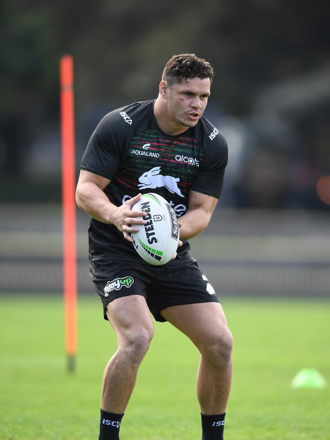 South Sydney Rabbitohs player James Roberts takes part in his first team training session. Picture: AAP