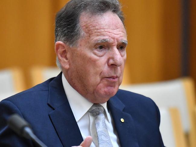 Former Australian Competition and Consumer Commission ACCC Graeme Samuel appears before the Standing Committee on Economics at Parliament House in Canberra, Wednesday, September 11, 2019. (AAP Image/Mick Tsikas) NO ARCHIVING