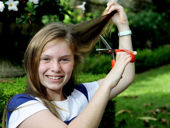 Ava prepares to lose her hair to fight cancer. Picture: Annika Enderborg