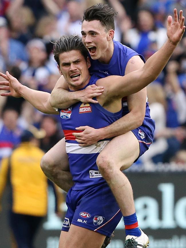 Boyd in celebration mode again for the Bulldogs on Grand Final day. Picture: Wayne Ludbey