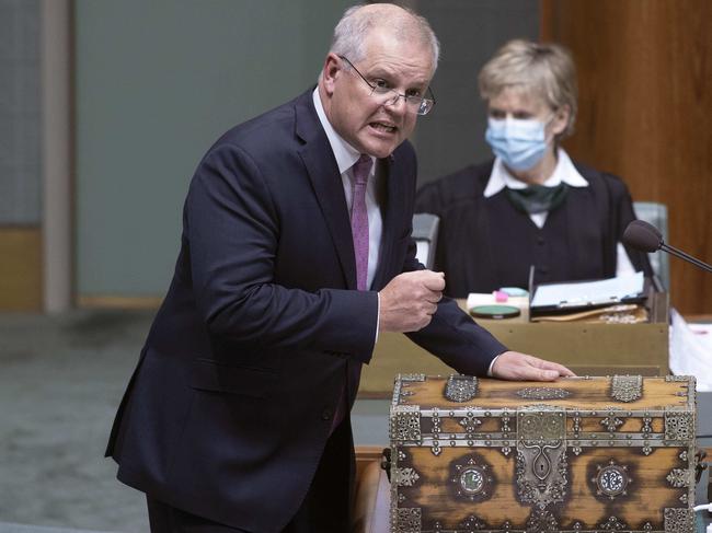 Scott Morrison in Question Time on October 22 last year, when he called for Christine Holgate to step aside over the Cartier watch episode. Picture: NCA NewsWire / Gary Ramage