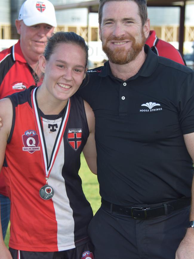 Jason Akermanis supporting local footballer Kiara Wright.