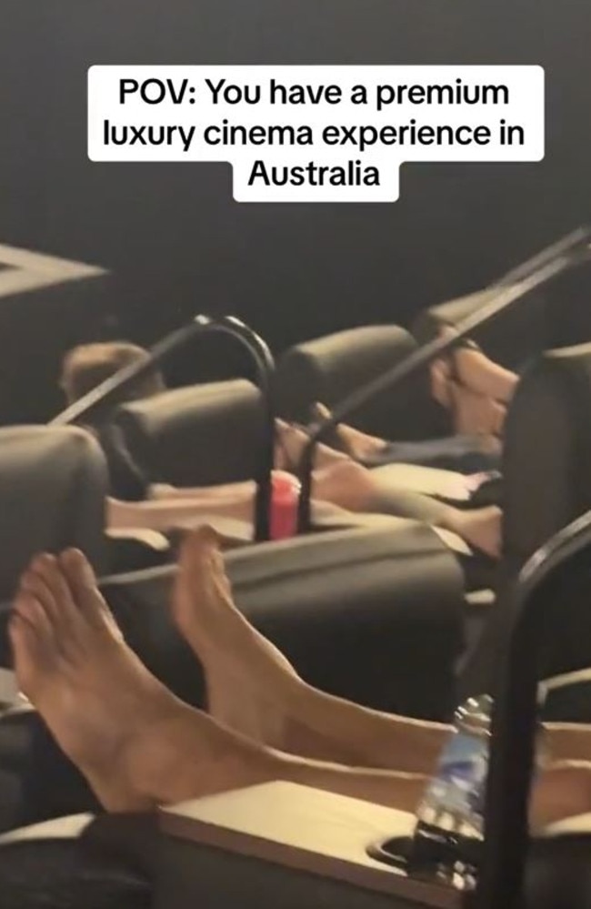 The 'bogan' cinema conduct of a Queensland couple has brought the age-old debate about baring your feet in public back to the fore. Picture: Timothy Entwistle/TikTok