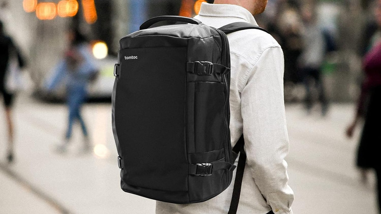 The viral tomtoc travel bag is yours for less this Amazon Prime Big Deal Days. Picture: Amazon Australia