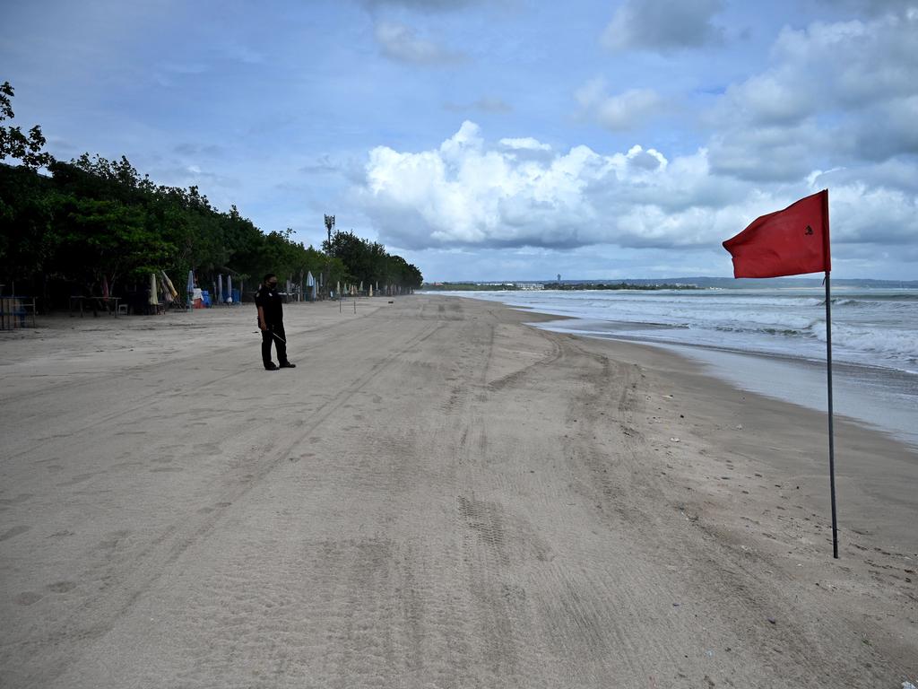 Beaches remain empty in parts of Bali. Picture: Sonny Tumbelaka/AFP